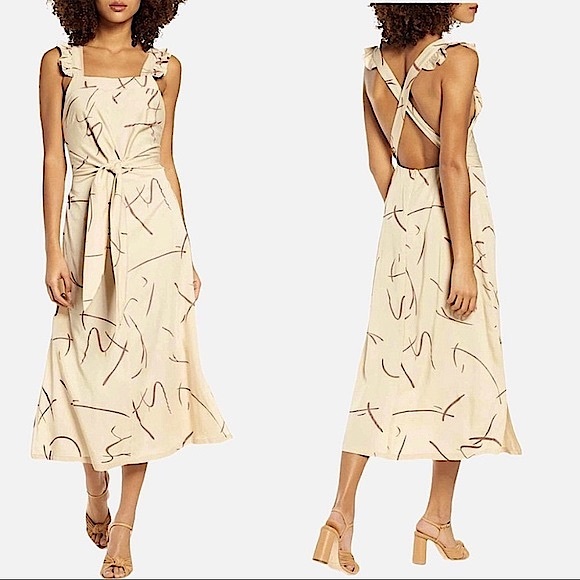 Anthropologie Sancia Ines Ruffle Dress in Nude. Size XS. NWOT - Picture 3 of 13